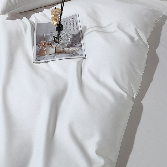 91家纺网 家纺一手货源 找家纺 2022全棉纯棉50支双股贡缎长绒棉纯色单被套单件品纯沐绅士白