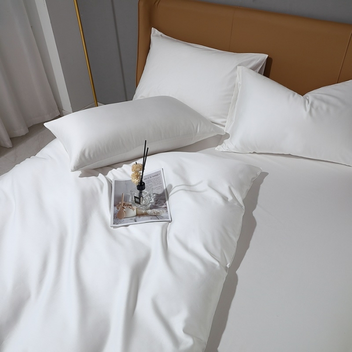 91家纺网 家纺一手货源 找家纺 2022全棉纯棉50支双股贡缎长绒棉纯色单被套单件品纯沐绅士白