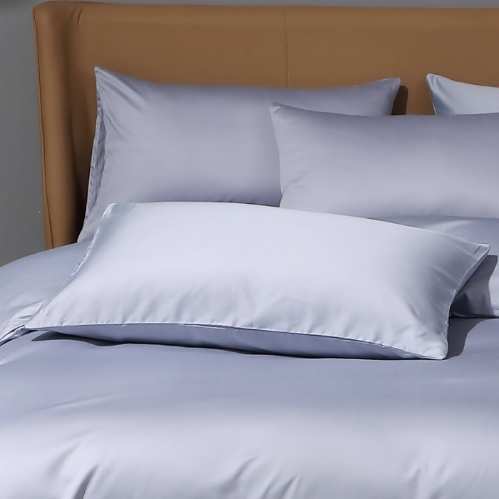 91家纺网 家纺一手货源 找家纺 晶缦2022新纯棉50支双股贡缎长绒棉纯色单枕套-纯沐-绫兰灰