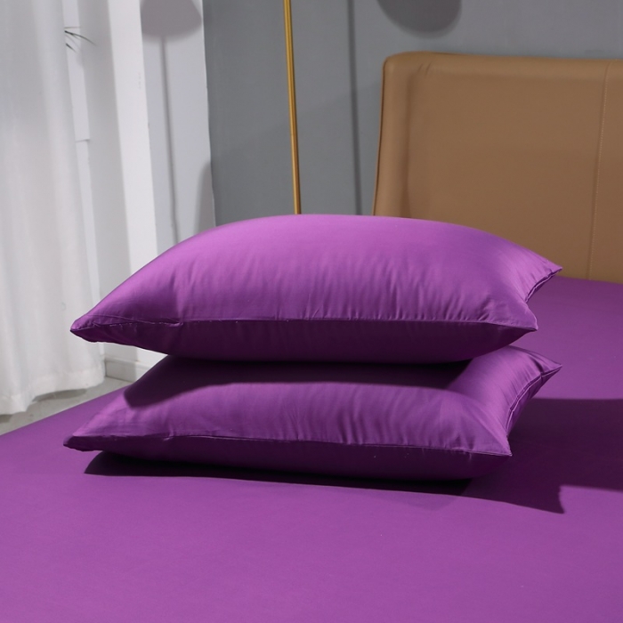 91家纺网 家纺一手货源 找家纺 晶缦2022新纯棉50支双股贡缎长绒棉纯色单枕套-纯沐-罗兰紫