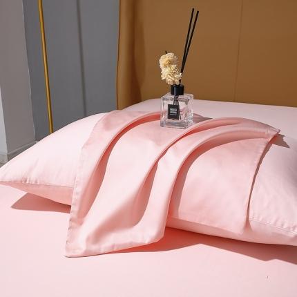 晶缦2022新纯棉50支双股贡缎长绒棉纯色单枕套-纯沐-浅粉玉