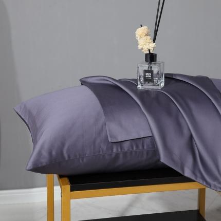 晶缦2022新纯棉50支双股贡缎长绒棉纯色单枕套-纯沐-深度灰