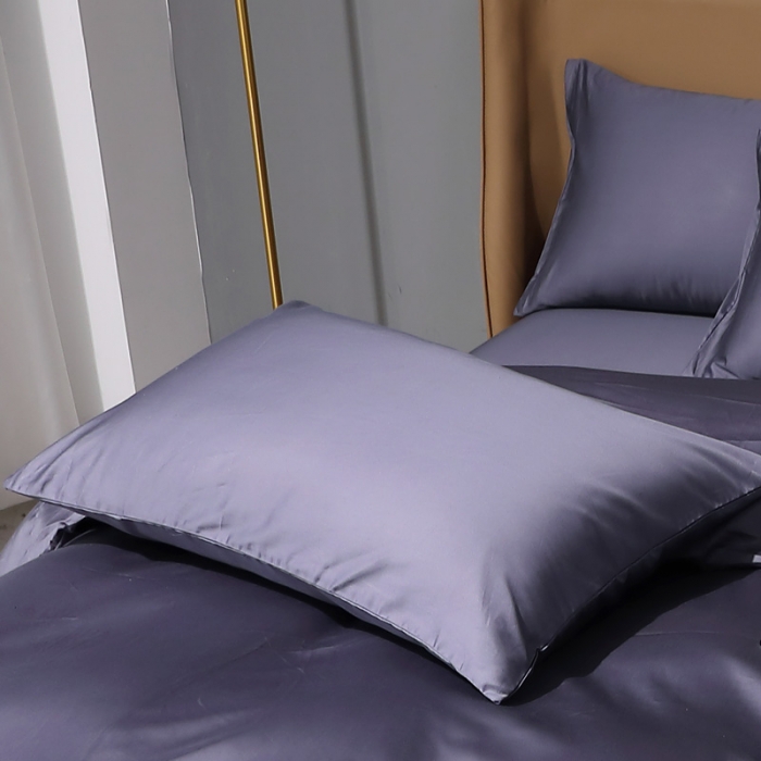 91家纺网 家纺一手货源 找家纺 晶缦2022新纯棉50支双股贡缎长绒棉纯色单枕套-纯沐-深度灰