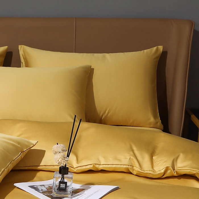 91家纺网 家纺一手货源 找家纺 晶缦2022新纯棉50支双股贡缎长绒棉纯色单枕套-纯沐-玉米黄