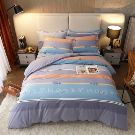 金纱玉纺 2022新款全棉印花加厚磨毛四件套 乐天派-灰