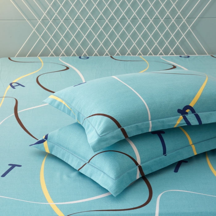 91家纺网 家纺一手货源 找家纺 金纱玉纺 2022新款印花加厚磨毛四件套 流光时速-蓝