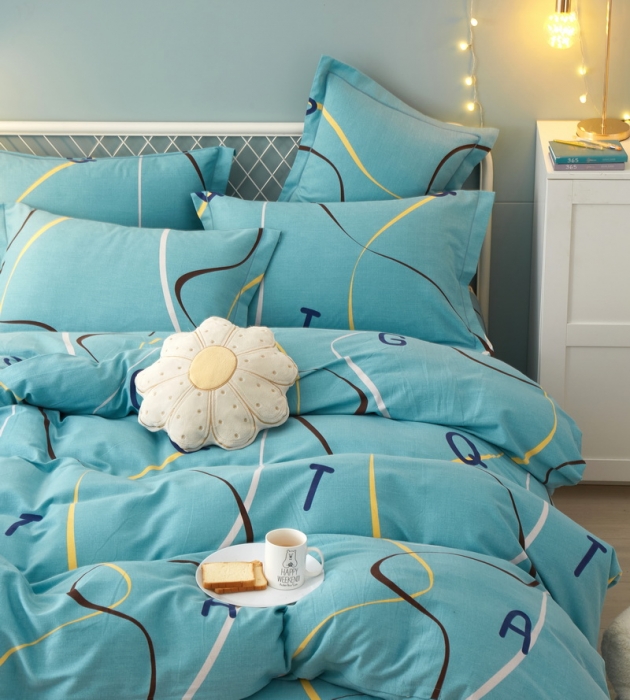 91家纺网 家纺一手货源 找家纺 金纱玉纺 2022新款印花加厚磨毛四件套 流光时速-蓝