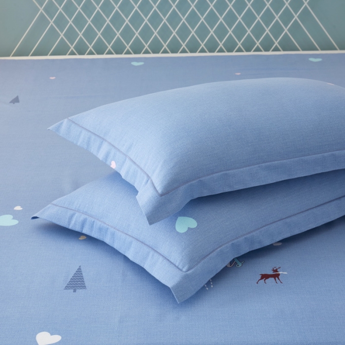 91家纺网 家纺一手货源 找家纺 金纱玉纺 2022新款印花加厚磨毛四件套 梦想-蓝