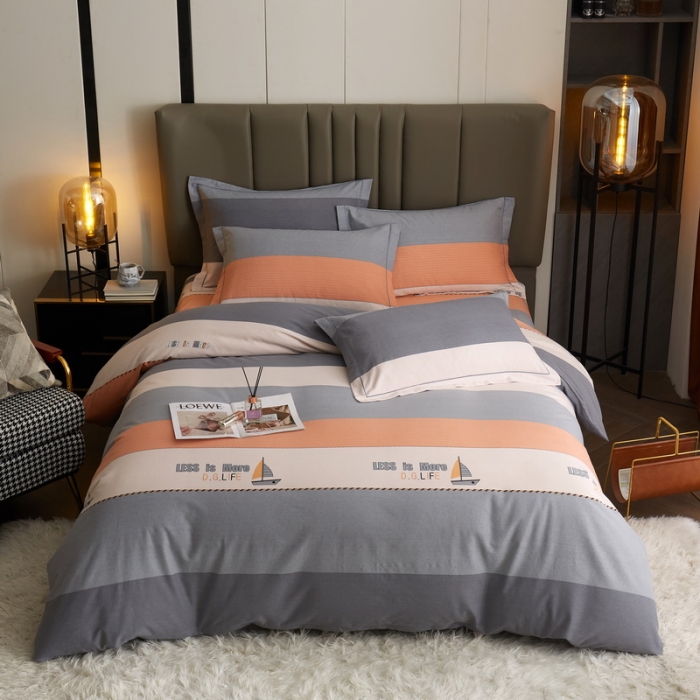 91家纺网 家纺一手货源 找家纺 金纱玉纺 2022新款印花加厚磨毛四件套 扬帆起航-灰