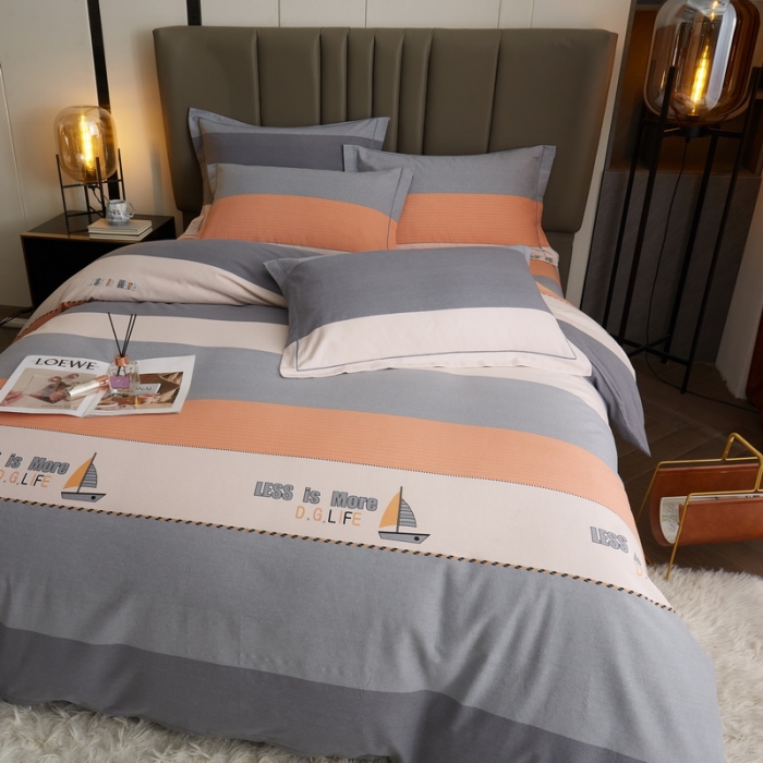 91家纺网 家纺一手货源 找家纺 金纱玉纺 2022新款印花加厚磨毛四件套 扬帆起航-灰