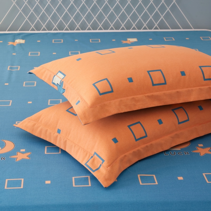 91家纺网 家纺一手货源 找家纺 金纱玉纺 2022新款全棉印花加厚磨毛四件套 仰望星辰-桔