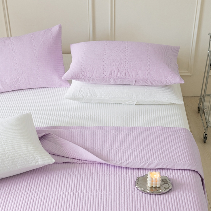 91家纺网 家纺一手货源 找家纺 久典家居 2022新款A类双面色织全棉水洗棉床盖 紫