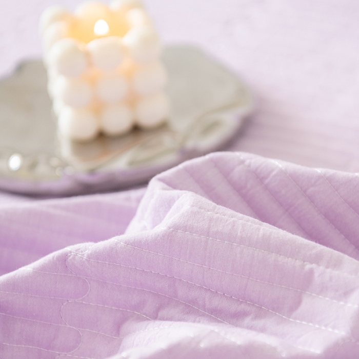 91家纺网 家纺一手货源 找家纺 久典家居 2022新款A类双面色织全棉水洗棉床盖 紫