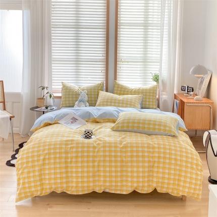 91家纺网 家纺一手货源 找家纺 （总）蓝巢 2022新款全棉色织水洗棉四件套