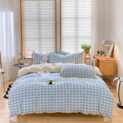 91家纺网 家纺一手货源 找家纺 （总）蓝巢 2022新款全棉色织水洗棉四件套