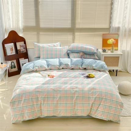 91家纺网 家纺一手货源 找家纺 （总）蓝巢 2022新款全棉色织水洗棉四件套