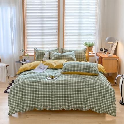 91家纺网 家纺一手货源 找家纺 （总）蓝巢 2022新款全棉色织水洗棉四件套