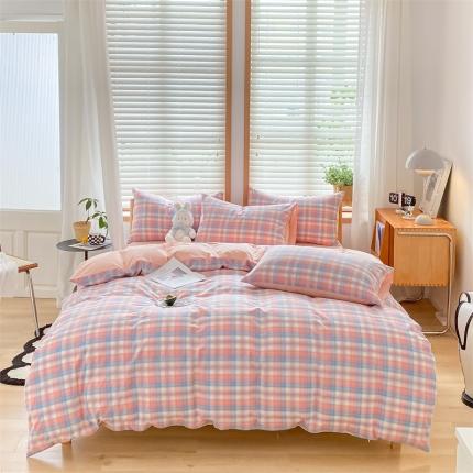 91家纺网 家纺一手货源 找家纺 （总）蓝巢 2022新款全棉色织水洗棉四件套