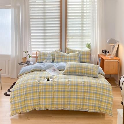 91家纺网 家纺一手货源 找家纺 （总）蓝巢 2022新款全棉色织水洗棉四件套