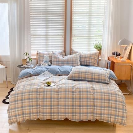 91家纺网 家纺一手货源 找家纺 （总）蓝巢 2022新款全棉色织水洗棉四件套