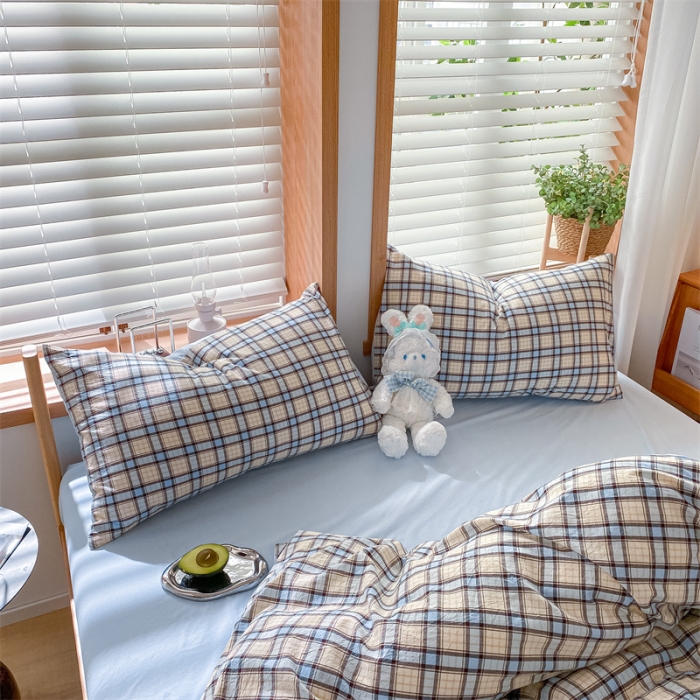 91家纺网 家纺一手货源 找家纺 蓝巢 2022新款全棉色织水洗棉四件套 瑞贝卡-兰