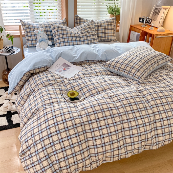 91家纺网 家纺一手货源 找家纺 蓝巢 2022新款全棉色织水洗棉四件套 瑞贝卡-兰