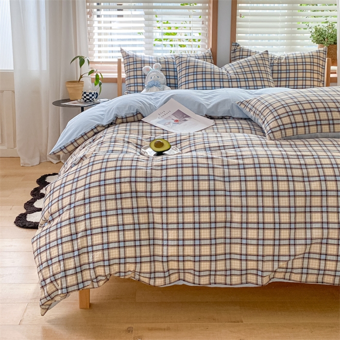 91家纺网 家纺一手货源 找家纺 蓝巢 2022新款全棉色织水洗棉四件套 瑞贝卡-兰