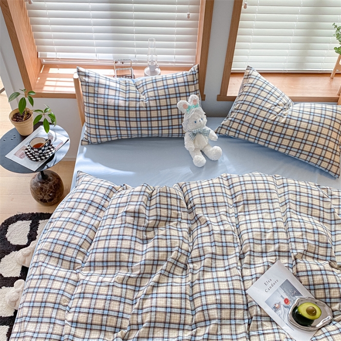 91家纺网 家纺一手货源 找家纺 蓝巢 2022新款全棉色织水洗棉四件套 瑞贝卡-兰