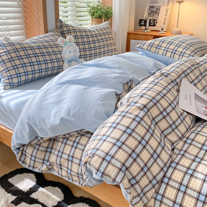 91家纺网 家纺一手货源 找家纺 蓝巢 2022新款全棉色织水洗棉四件套 瑞贝卡-兰