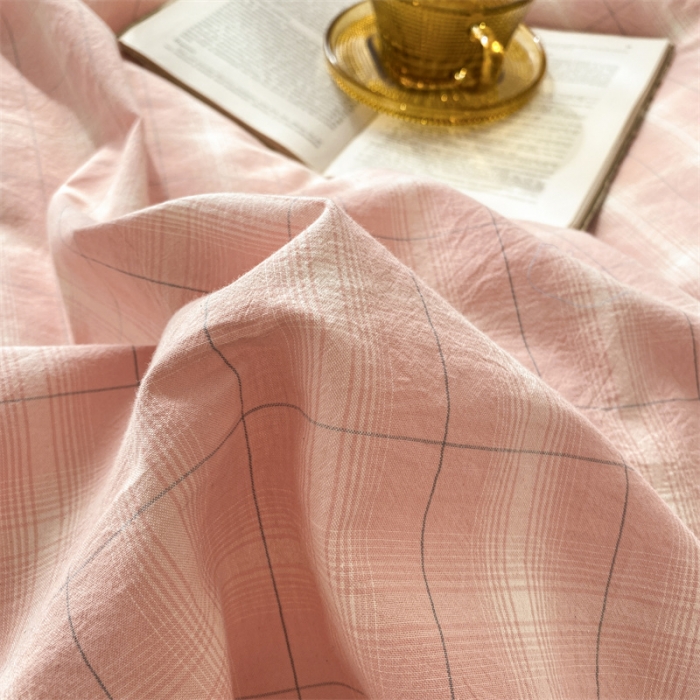 91家纺网 家纺一手货源 找家纺 蓝巢 2022新款全棉色织水洗棉四件套 甜甜夏日粉