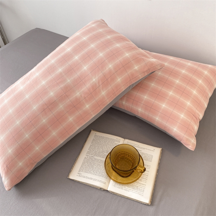 91家纺网 家纺一手货源 找家纺 蓝巢 2022新款全棉色织水洗棉四件套 甜甜夏日粉