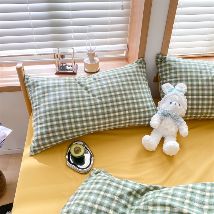 91家纺网 家纺一手货源 找家纺 蓝巢 2022新款全棉色织水洗棉四件套 维拉-绿