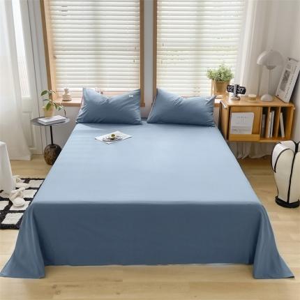 91家纺网 家纺一手货源 找家纺 蓝巢 2022新款全棉色织水洗棉单床单 宾利蓝