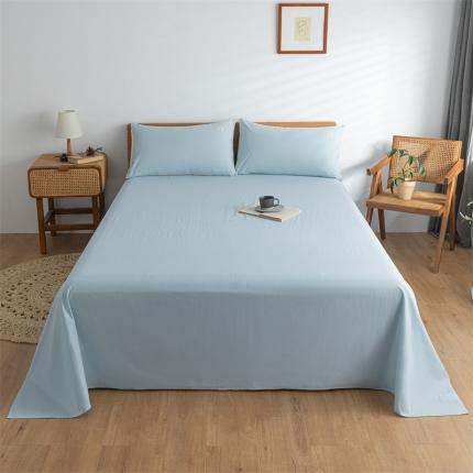 91家纺网 家纺一手货源 找家纺 蓝巢 2022新款全棉色织水洗棉单床单 天空蓝