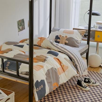 91家纺网 家纺一手货源 找家纺 （总）世爵 2022新款亲肤棉学生宿舍上下铺三件套开学季