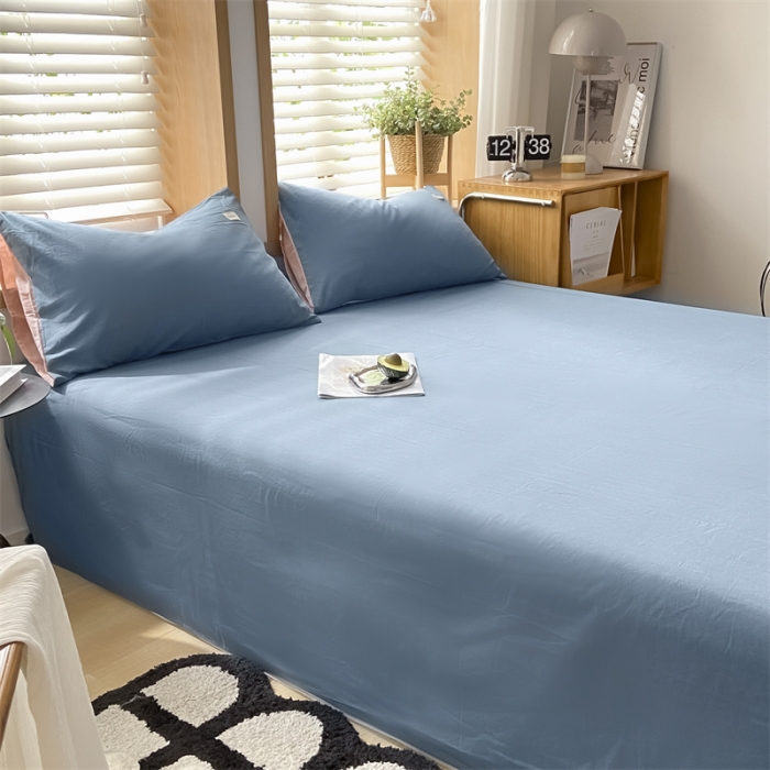 91家纺网 家纺一手货源 找家纺 蓝巢 2022新款全棉色织水洗棉单床单 宾利蓝