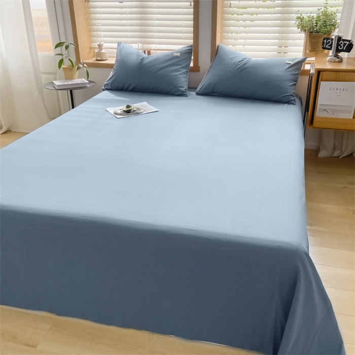 91家纺网 家纺一手货源 找家纺 蓝巢 2022新款全棉色织水洗棉单床单 宾利蓝