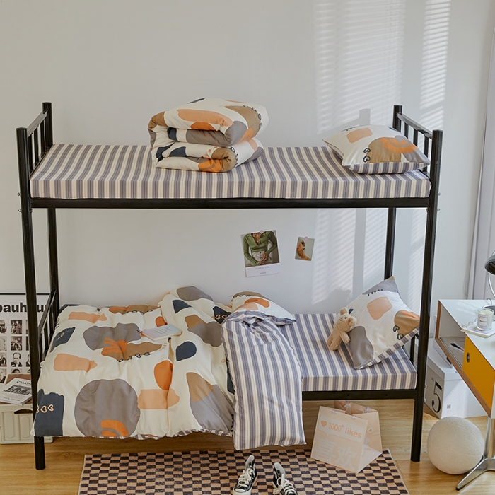 91家纺网 家纺一手货源 找家纺 世爵 2022新款亲肤棉学生宿舍上下铺三件套开学季 流光印象