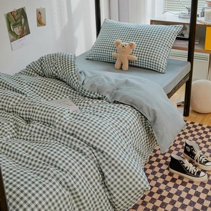 91家纺网 家纺一手货源 找家纺 世爵 2022新款亲肤棉学生宿舍上下铺三件套开学季 优格绿