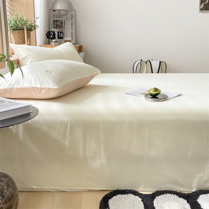 91家纺网 家纺一手货源 找家纺 蓝巢 2022新款全棉色织水洗棉单床单 奶黄