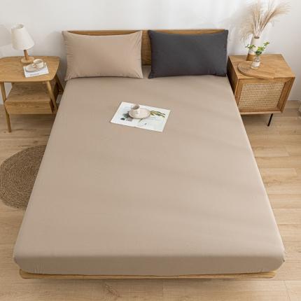 91家纺网 家纺一手货源 找家纺 蓝巢 2022新款全棉色织水洗棉单床笠 卡其