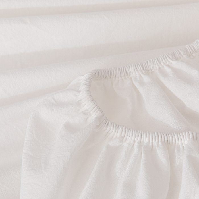 91家纺网 家纺一手货源 找家纺 蓝巢 2022新款全棉色织水洗棉单床笠 本白