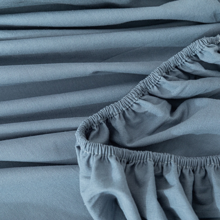 91家纺网 家纺一手货源 找家纺 蓝巢 2022新款全棉色织水洗棉单床笠 宾利蓝