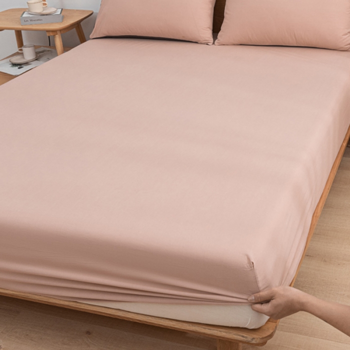 91家纺网 家纺一手货源 找家纺 蓝巢 2022新款全棉色织水洗棉单床笠 豆沙