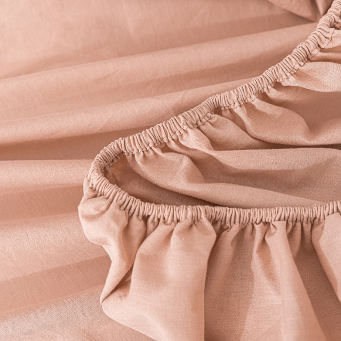 91家纺网 家纺一手货源 找家纺 蓝巢 2022新款全棉色织水洗棉单床笠 豆沙