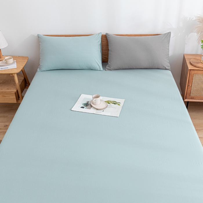 91家纺网 家纺一手货源 找家纺 蓝巢 2022新款全棉色织水洗棉单床笠 繁星蓝