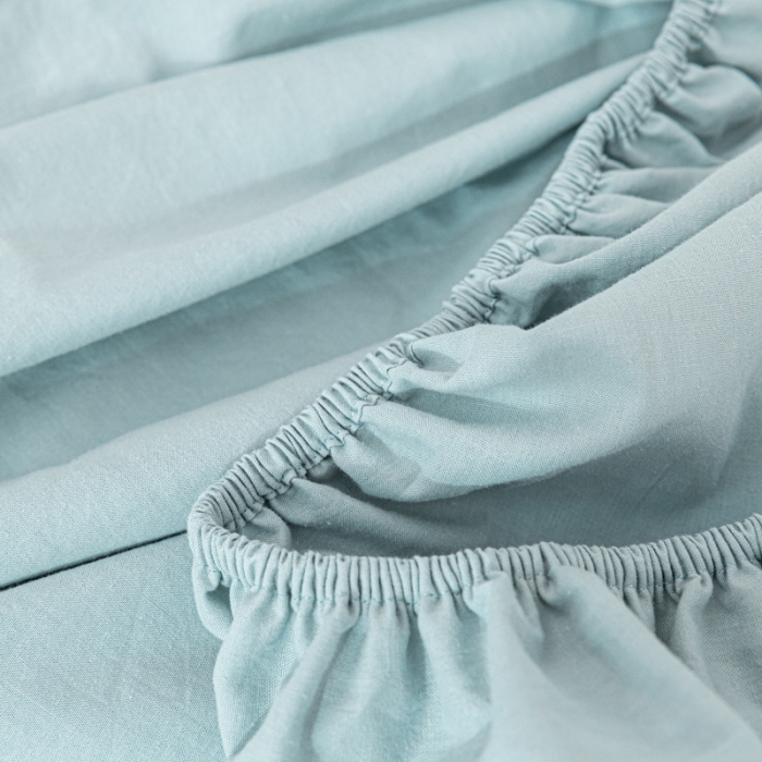 91家纺网 家纺一手货源 找家纺 蓝巢 2022新款全棉色织水洗棉单床笠 繁星蓝