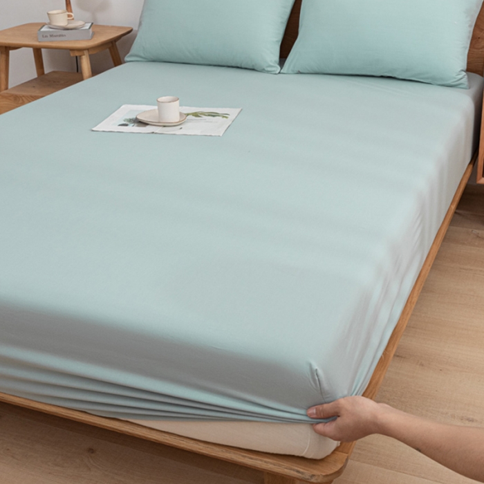 91家纺网 家纺一手货源 找家纺 蓝巢 2022新款全棉色织水洗棉单床笠 繁星蓝