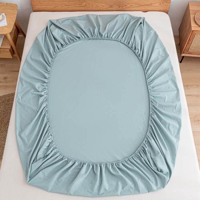 91家纺网 家纺一手货源 找家纺 蓝巢 2022新款全棉色织水洗棉单床笠 繁星蓝