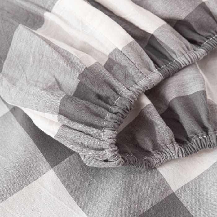 91家纺网 家纺一手货源 找家纺 蓝巢 2022新款全棉色织水洗棉单床笠 灰中格